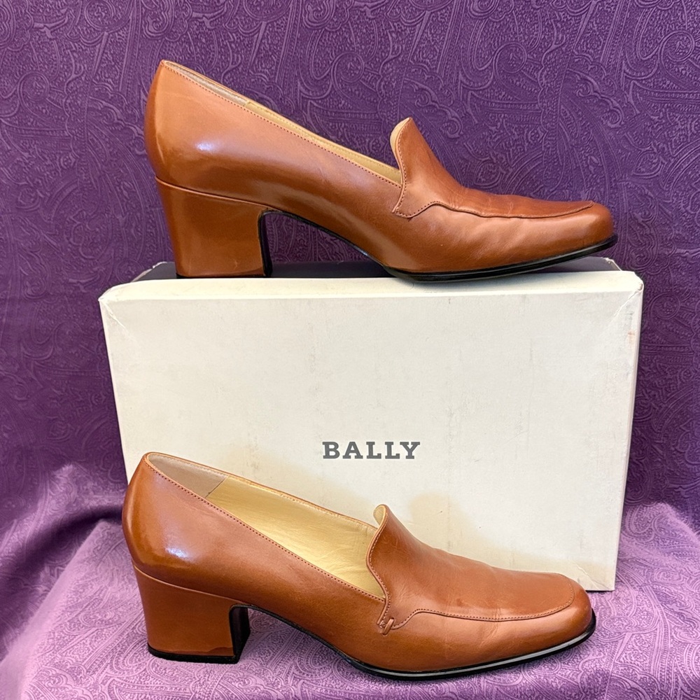 Bally Women's Hazelnut Brown Leather Ninna  Block Slip Ons